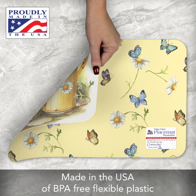 Chickadees and Butterflies Reversible Plastic Placemat