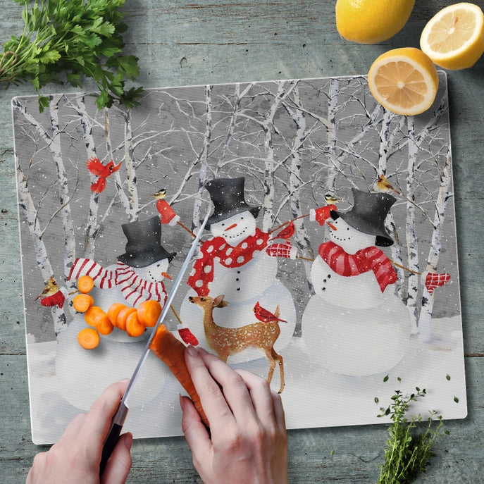 Snow Day 15x12 Tempered Glass Cutting Board