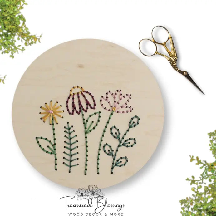 Wood Embroidery Kit - Wild Flowers