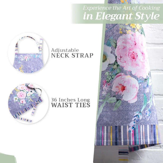 Cotton Apron - Sweet Rose Lavender Lush