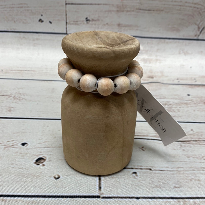 Natural Bead Wrapped Short Vase
