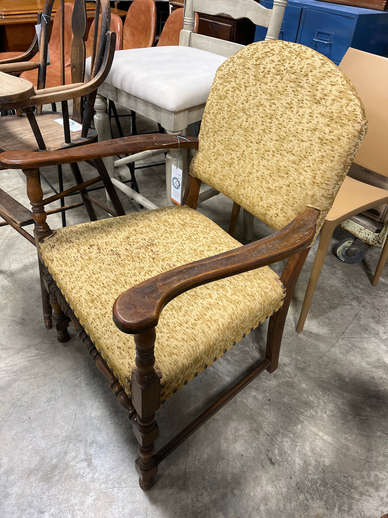 Gold Fabric Antique Chair
