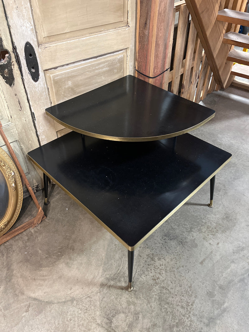 Black & Gold Mid Century Corner Table