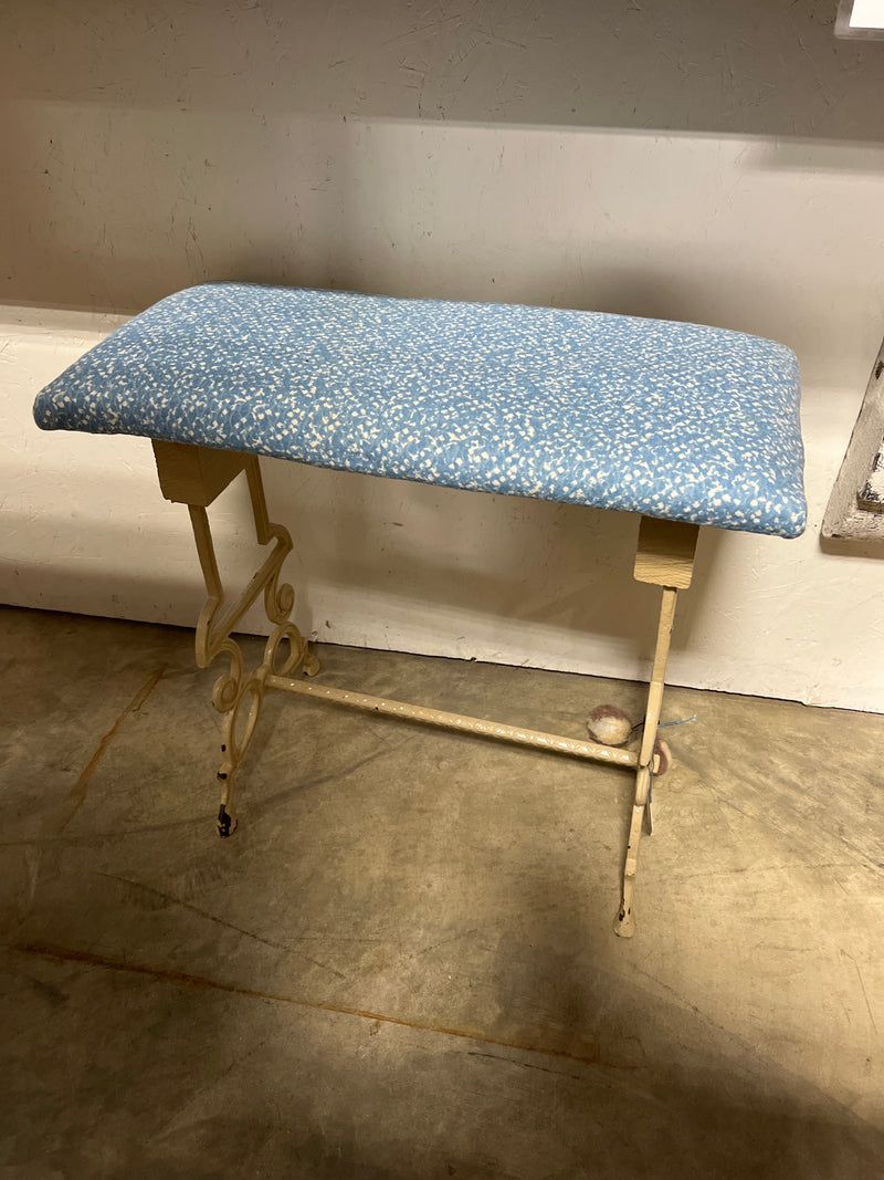 Ivory Iron Bench w blue covering