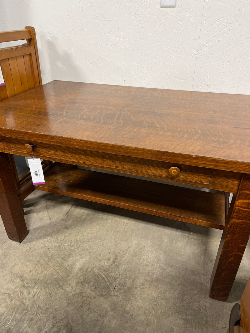 Oak Library Table Desk Antique