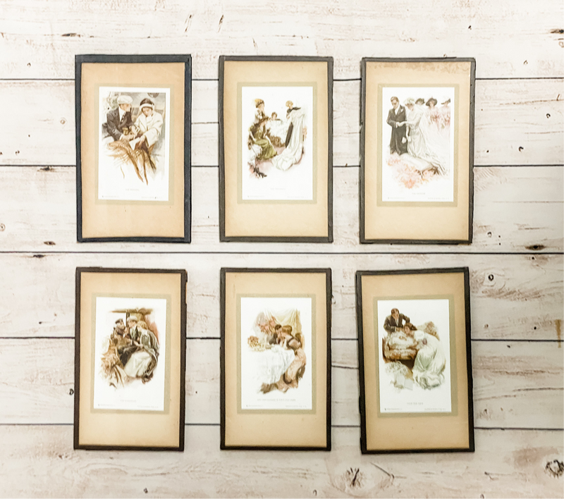 Framed Fisher Artwork  - "Stages of Love" SET OF 6"