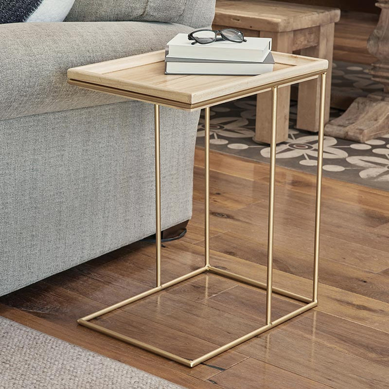 Gold / Wood Side Table