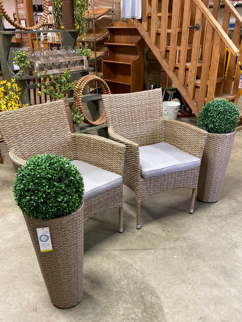 CHAIR & DECOR SET (2 Chairs, 2 stands, 2 greenery)