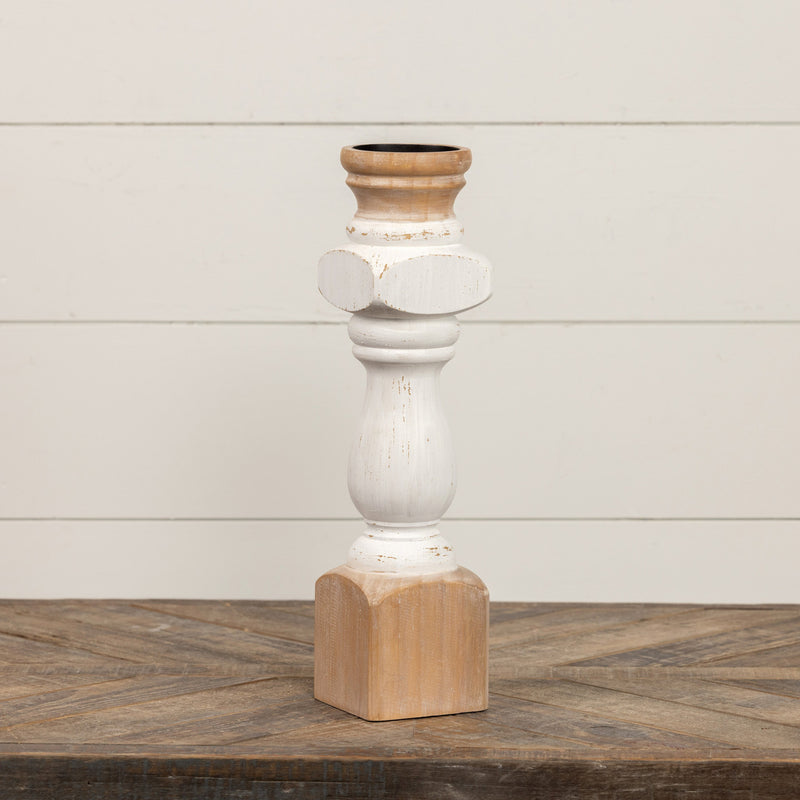 White Painted Pillar Candle Stand