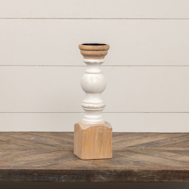 White Painted Pillar Candle Stand