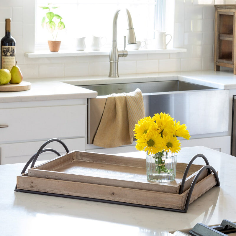 Wood Tray w/ Iron Handle