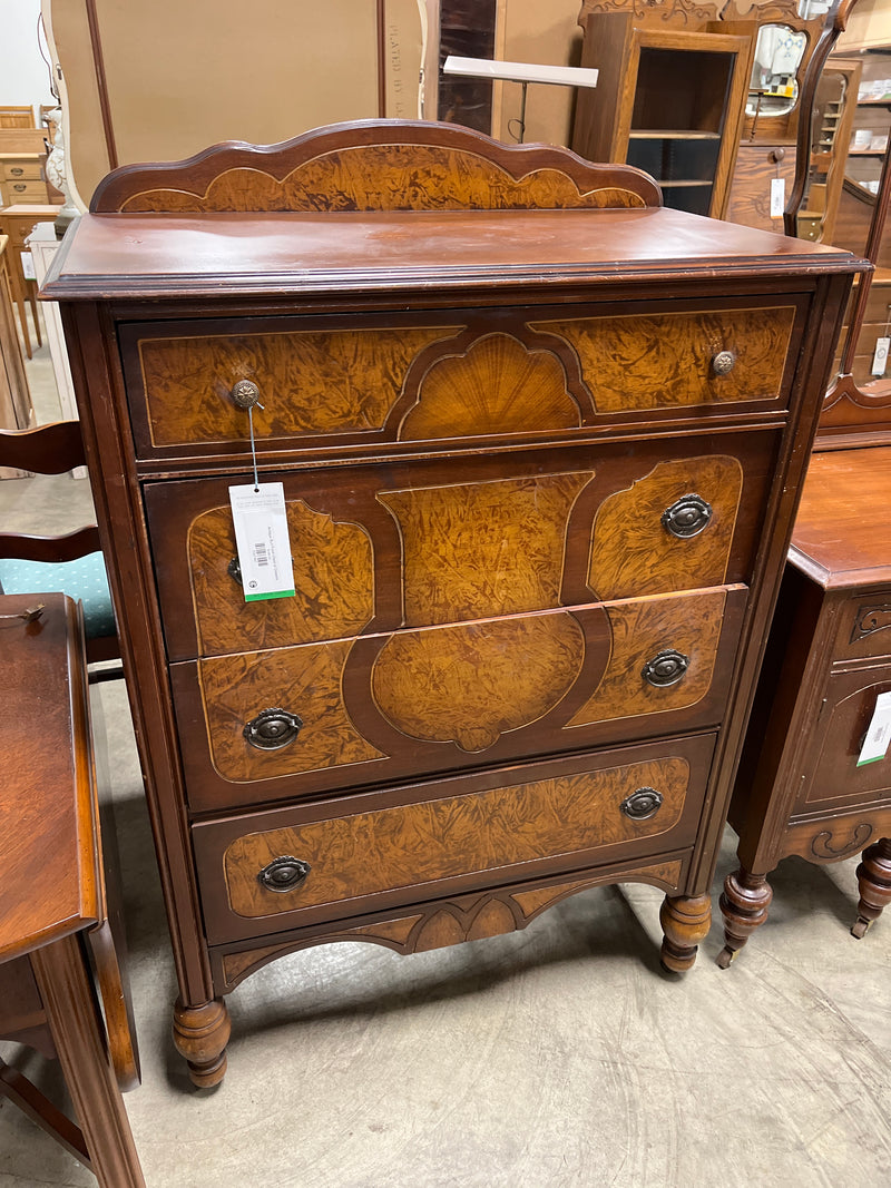 Antique Burl Front Chest of Drawers