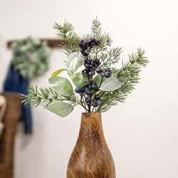 Royal Blue Berries, Cedar & Lamb's Ear Pick, 15"