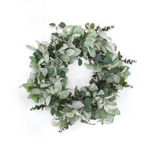 Velvet Lamb's Ear & Eucalyptus Wreath, 20"