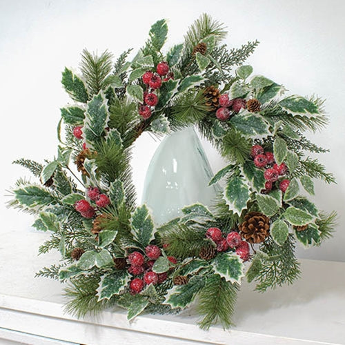 Icy Winterberry Holly & Pine Wreath