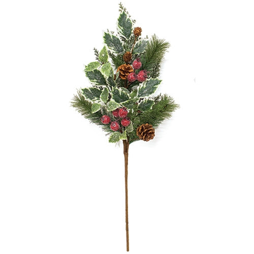 Icy Winterberry Holly & Pine Spray