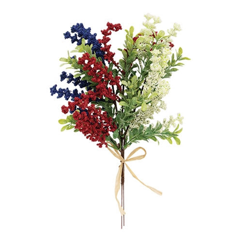 Red White & Blue Heather & Boxwood Bouquet