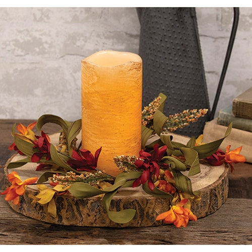 Orange & Burgundy Wildflower Heather Candle Ring