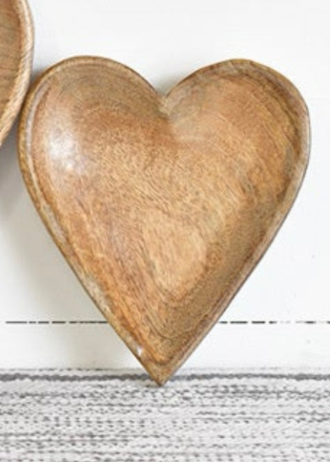 Carved Wood Heart Bowl