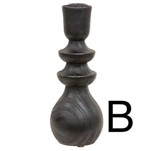 Black Wooden Curvy Taper Holder
