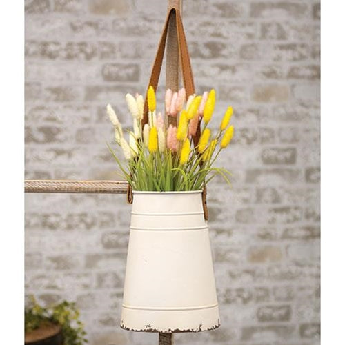 Distressed Cream Metal Wall Bucket