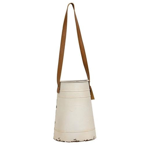 Distressed Cream Metal Wall Bucket