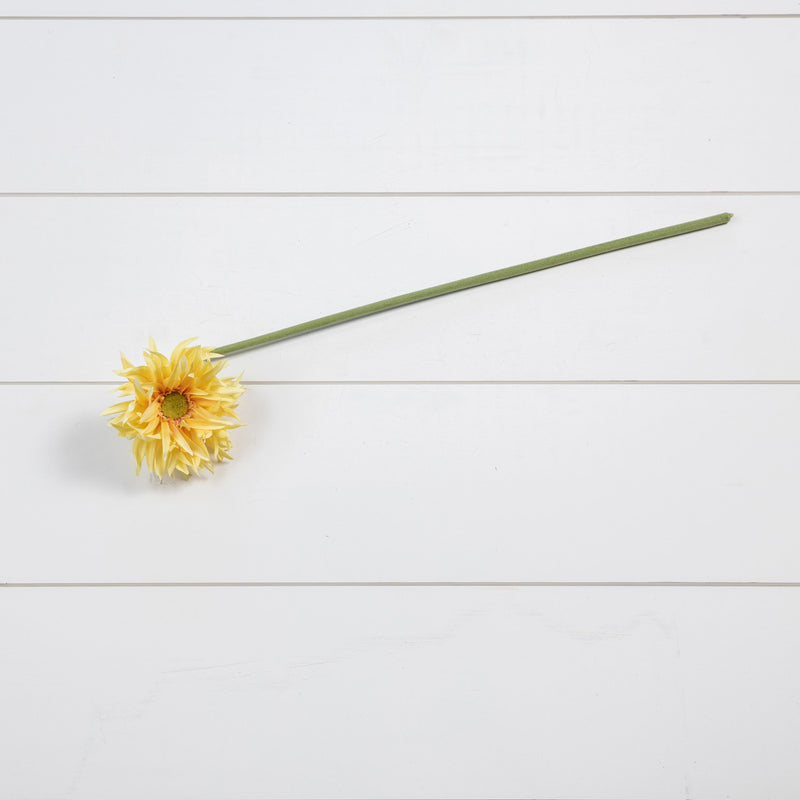 22" LIGHT YELLOW GERBERA DAISY STEM