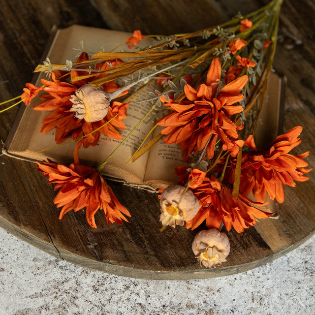 Orange Dahlia & Mixed Grass Bush