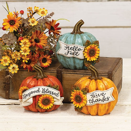 Resin Harvest Words & Sunflowers Pumpkin