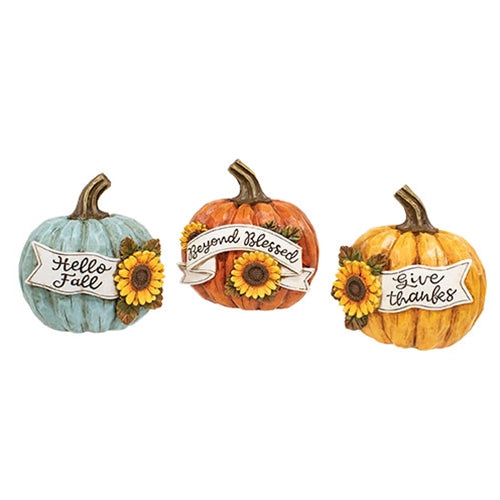Resin Harvest Words & Sunflowers Pumpkin