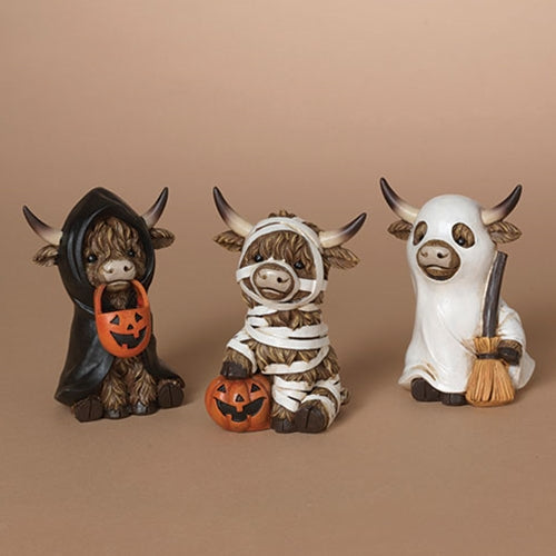 Resin Halloween Highland Cow Figurine