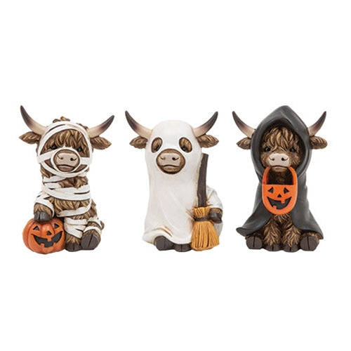 Resin Halloween Highland Cow Figurine