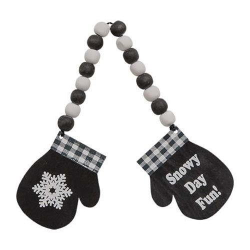Black Beaded Hanging Mittens