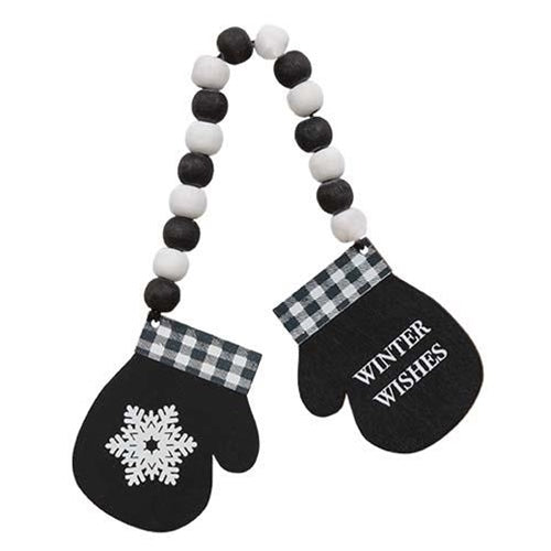 Black Beaded Hanging Mittens
