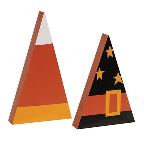 Witch Hat & Candy Corn Chunky Sitters, Set of 2