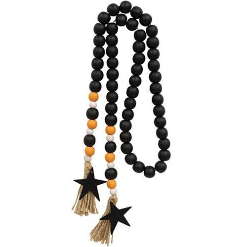 Black, Orange & White Bead Garland w/ Stars