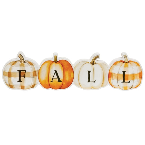 Fall Patchwork Pumpkins Wooden Sitter