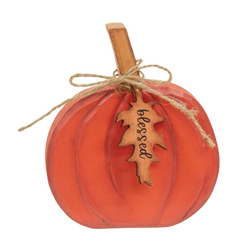 Hand Carved Wooden Blessed Pumpkin Sitter
