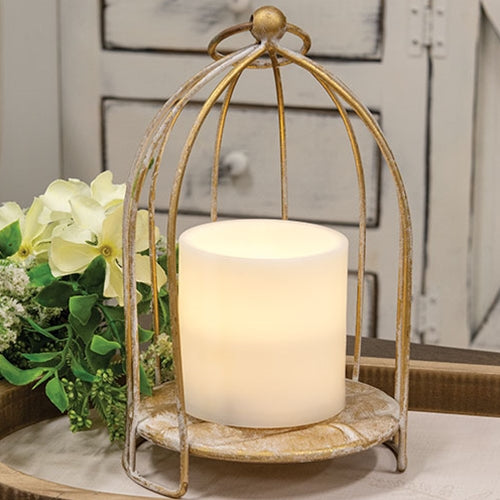 Distressed Golden Birdcage Lantern