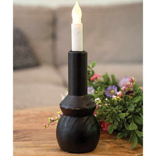 Black Wooden Curvy Taper Holder