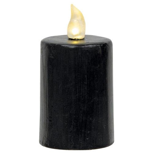 Black Gloss Flame Battery Pillar Candle