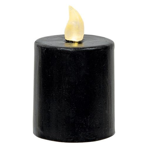 Black Gloss Flame Battery Pillar Candle