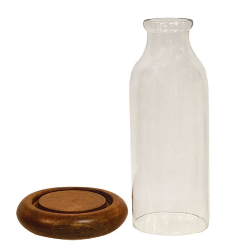 Glass Bottle w/ Wooden Base