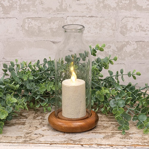 Glass Bottle w/ Wooden Base