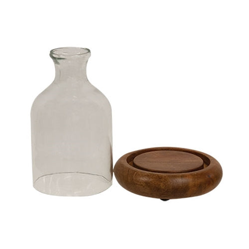 Glass Bottle w/ Wooden Base