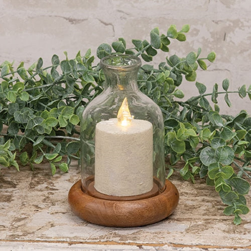 Glass Bottle w/ Wooden Base