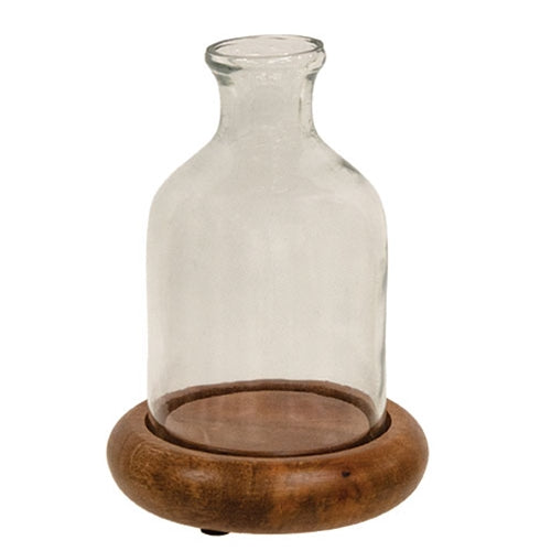 Glass Bottle w/ Wooden Base