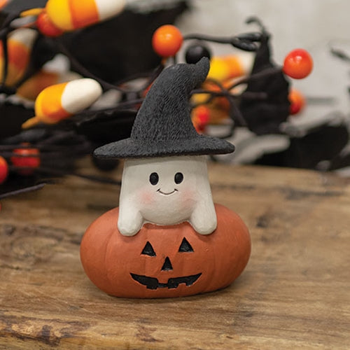 Resin Witchy Ghost on Jack O'Lantern