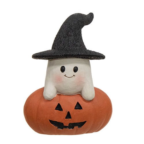 Resin Witchy Ghost on Jack O'Lantern