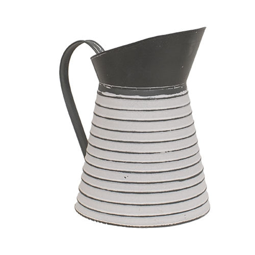 Gray & White Ribbed Distressed Metal Water Pitcher